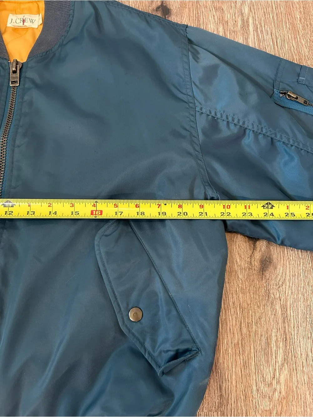 J. Crew Teal Bomber Jacket with Yellow Lining